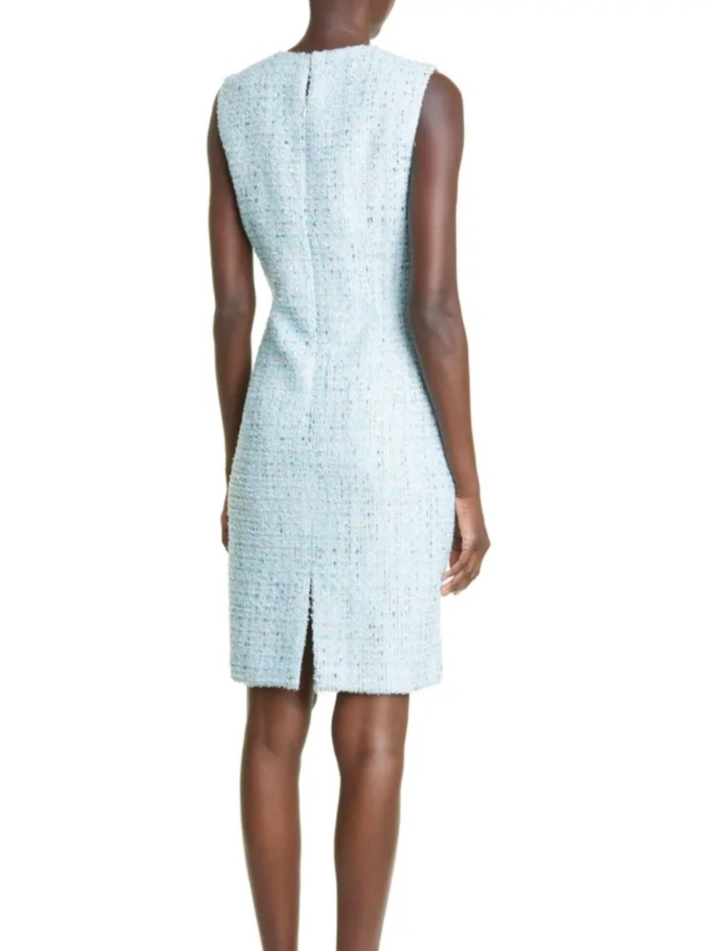 St. John Light Blue Tweed Midi Sheath Dress - Picture 2 of 6